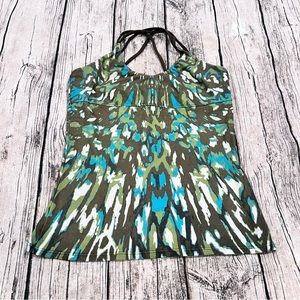 Prana Graphic Print shelf bra tank with strappy back size medium